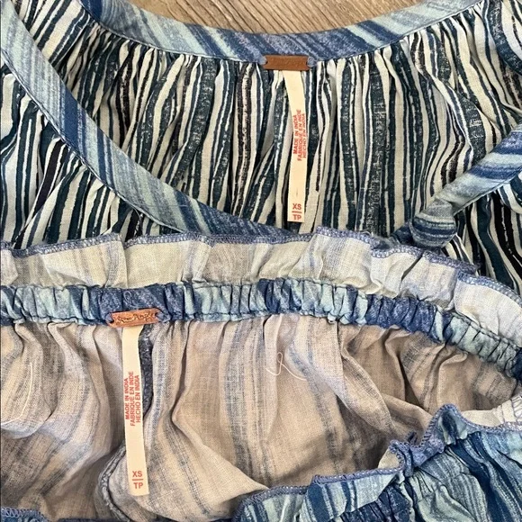 Free People Navy and White Striped Dress with Bloomer Shorts - Picture 2 of 4